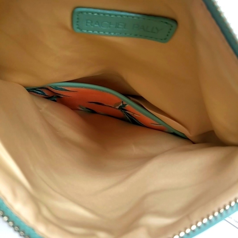 Rachel Pally NWOT Mint Green Bird OF Paradise Floral Zip Clutch Evening Bag - Picture 4 of 7